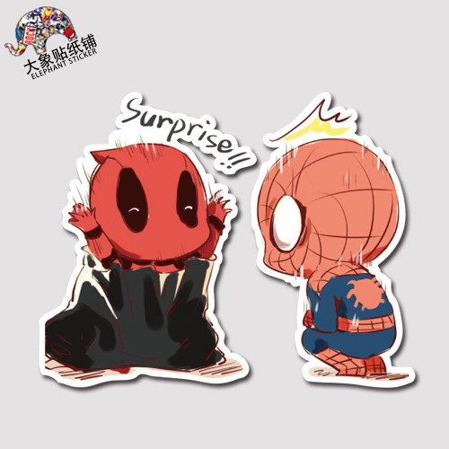 q版死侍贴纸漫威spideypool贴纸拉杆箱贴纸笔记本防水不留胶贴纸