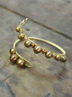 文艺风绕线纯黄铜巴洛克珍珠臂环