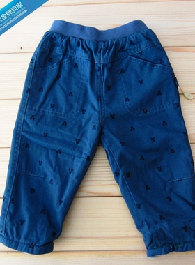 【4折】阳光鼠童装秋冬男童梭织夹棉裤 加绒保暖耐脏耐磨休闲裤