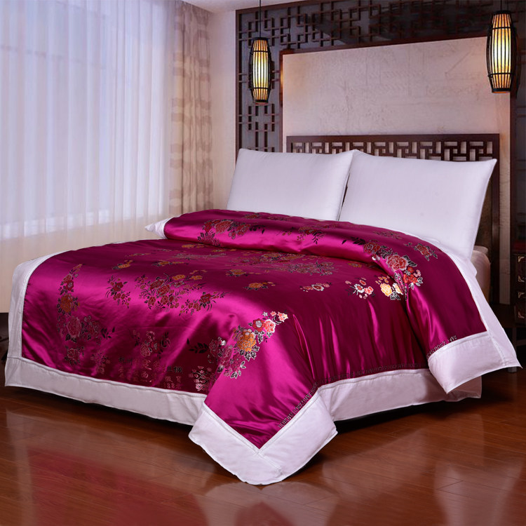 杭州丝绸被套婚庆绸缎被罩软缎被面大红结婚喜被子套纯棉被里单件