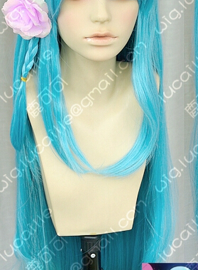 AKB0048园智惠理露草蓝渐变绀绿70厘米微卷+虎卡cos假发 仅虎卡