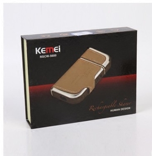 5600 刮胡刀批KM 丽园街Kemei科美往复式 皮革外壳电动剃须刀充电式