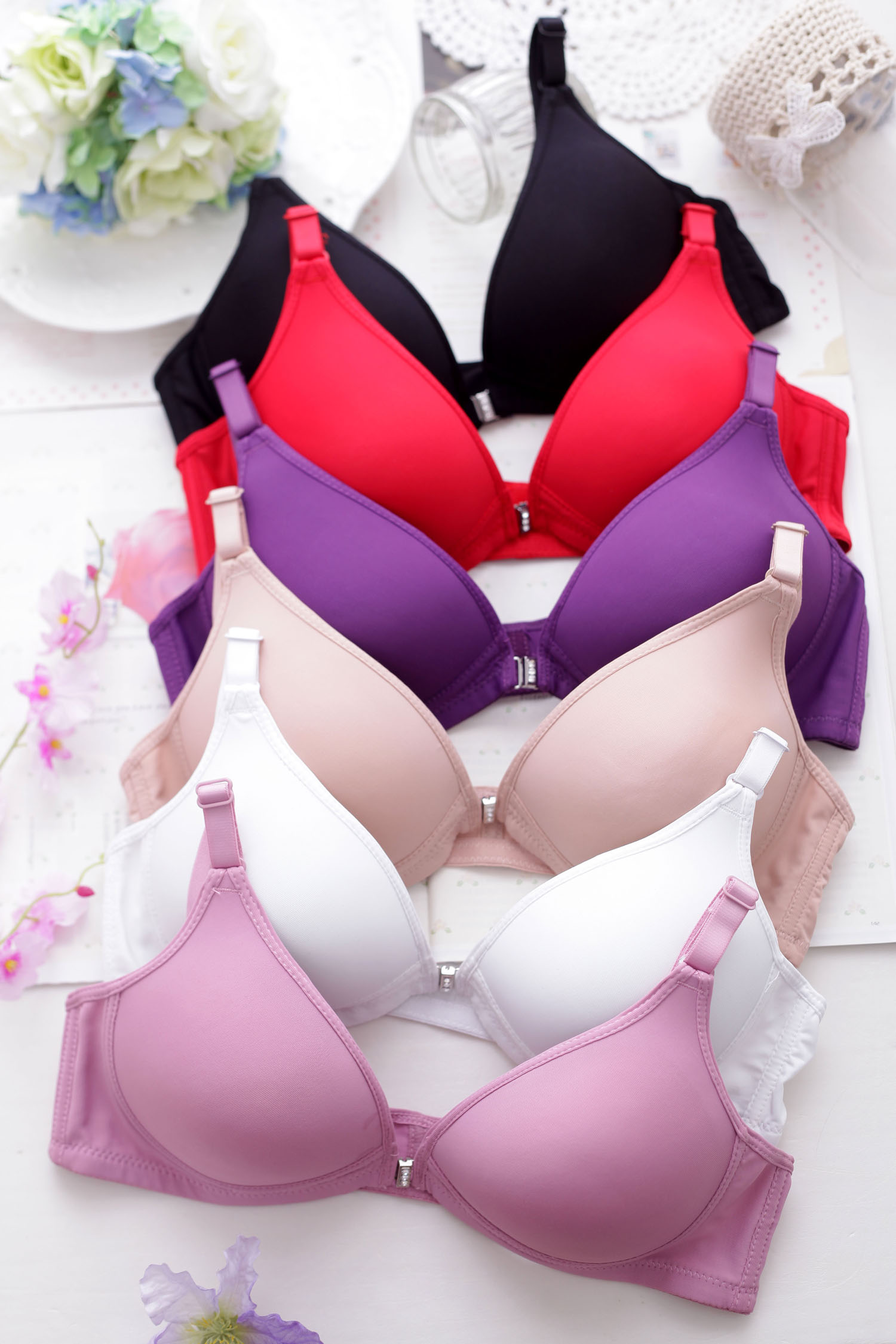 舒适光面运动型超聚拢前开扣内衣