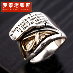 S925 silver golden skull men''s vintage Thai silver jewelry rings fashion personality skull punk rings women