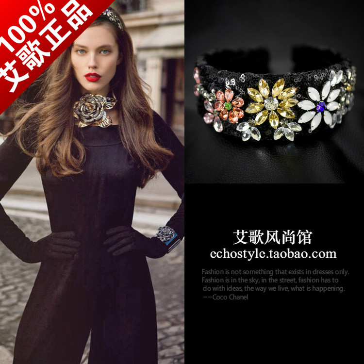 华丽巴洛克风格复刻水钻发箍亮片