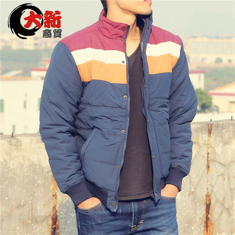 冬装男款 德国品牌空军飞行员拼色加厚短款修身立领拉链夹克棉衣