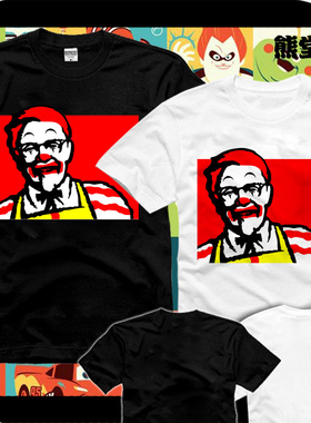 小丑叔叔韩版蓝蓝路肯德基爷爷kfct恤短袖男女衣服