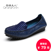 MOM and fall flat-bottom middle and old aged women's shoes casual shoes leather shoes soft flat the end of circular head Doug shoes slip