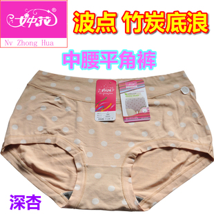波点中腰平角裤 6条 时尚 女中花60001低腰莫代尔女士内裤 60020 包邮