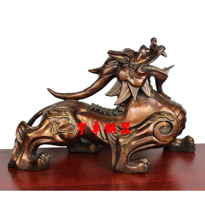 宇卓铜器 纯铜貔貅 黄铜貔貅 一对大号紫铜色独角貔貅长50厘米