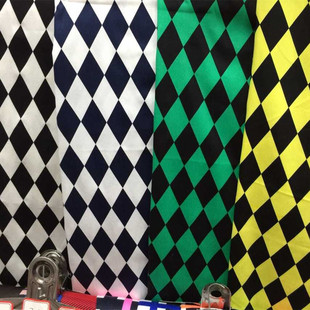 手工diy布料面料 大菱形格图案 全棉弹力贡缎面料 半米价 现货