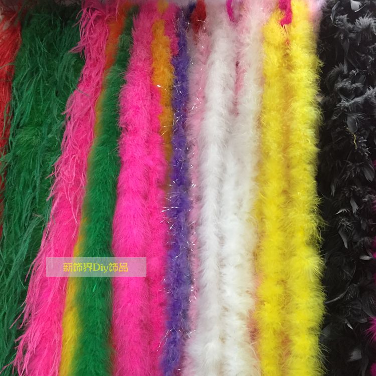 手工创意演出服装婚庆婚纱拖尾白色野火鸡火片条 羽毛条2米