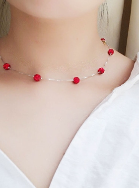 纯银原创超闪显肤白防过敏锁骨链