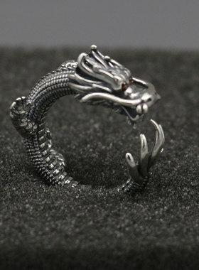 复古纯银龙头霸气风文玩首饰品