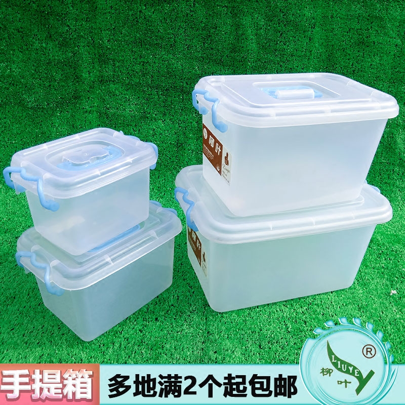 柳叶整理盒收纳透明手提小号箱