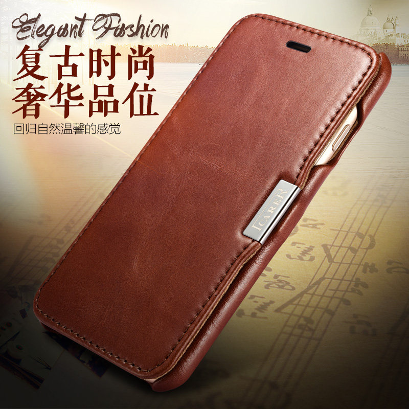iCarer Vintage Series Side Open Handmade Genuine Cowhide Leather Case Cover for Apple iPhone 7 Plus & iPhone 7
