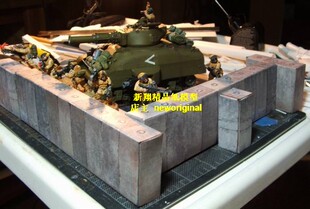 【新翔模型】军事要塞钢筋混凝土工事碉堡围墙兵人沙盘场景模型