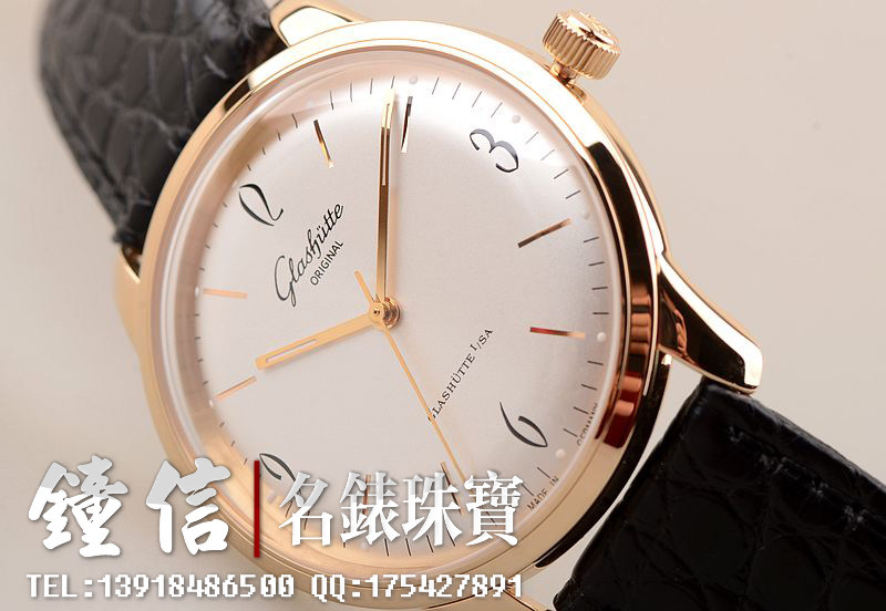 已售出【97新】格拉苏蒂玫瑰金60年代参议员自动男表39-52-01-01-04