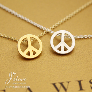 【和平标/反战】许愿项链 925银镀金锁骨链 美国Dogeared正品