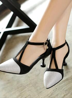 2021高跟小码凉鞋31夏32尖头33新款大码包头细跟女鞋40-41-43性感