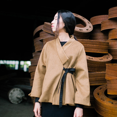 梅子熟了 2015秋冬新款 和服风毛呢短外套 (左