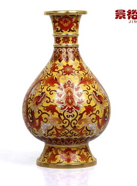 景泰蓝花瓶双龙珐琅家居摆件大师