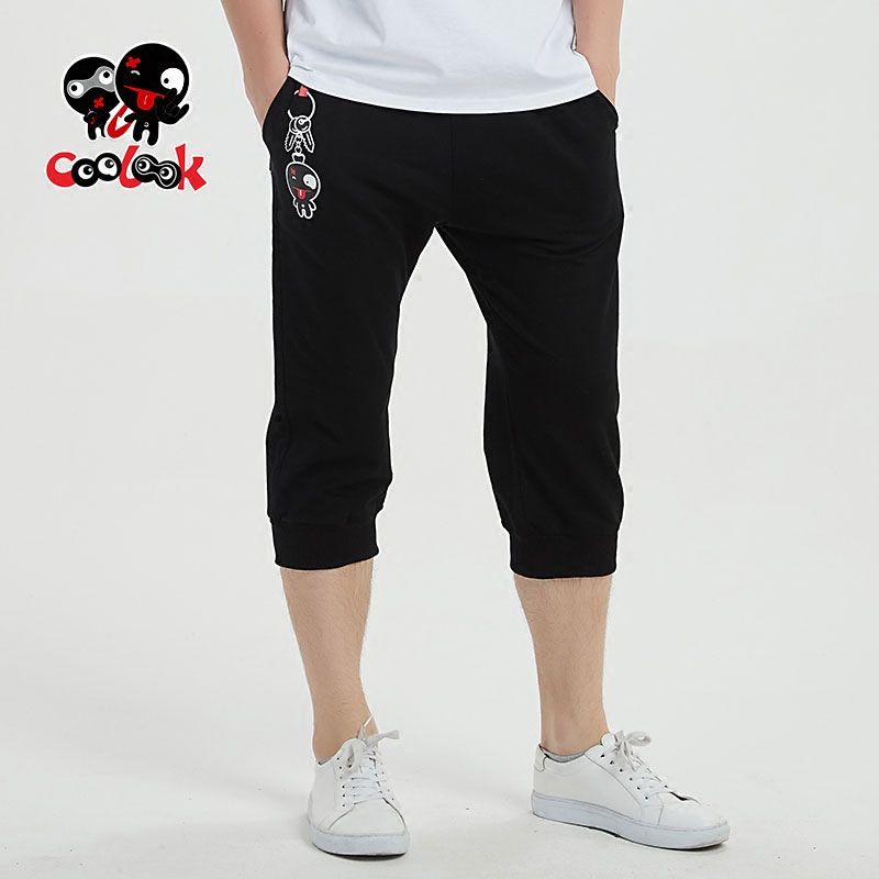 潮流指标卡通黑色针织裤男女同款