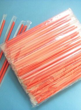 一次性吸管独立包装/橙色单只装尖吸管可乐吸管0.5cm*长18cm100根