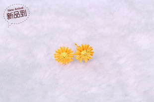 越南沙金耳钉女   镀24K黄金韩版女士菊花耳饰 仿真金首饰