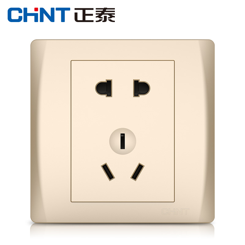 正泰電工86型 NEW7V香檳金 家用暗裝墻壁開關插座面板 二三插多孔
