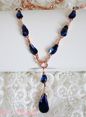 玫瑰金闪亮流苏防过敏毛衣链