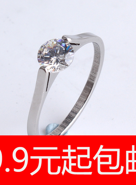 银色锆石钛钢戒指热卖饰品