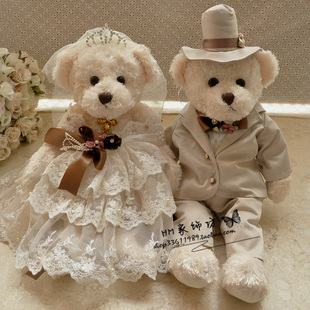 包邮婚纱泰迪熊结婚熊情侣熊车头婚车压床娃娃公仔婚礼对偶摆件