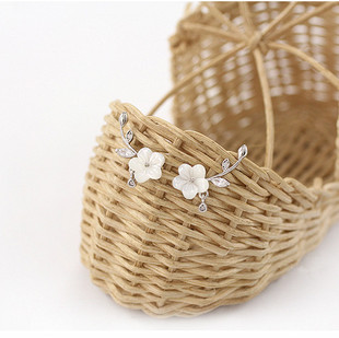 韩国进口贝壳花型耳钉 小菊花吊坠水钻 小清新耳钉耳饰耳环女