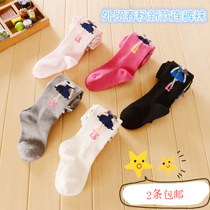 外贸女童高弹力针织连裤袜子宝宝打底裤卡通跳舞蹈宝宝纯棉春秋款