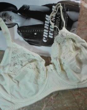 满80元免邮*超薄缕空蕾丝内衣 透明突点胸围 大罩杯米色*90D