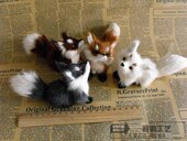 小狐狸摆件仿真动物狐狸白狐灰狐小狐狸小礼物装 饰品摆件