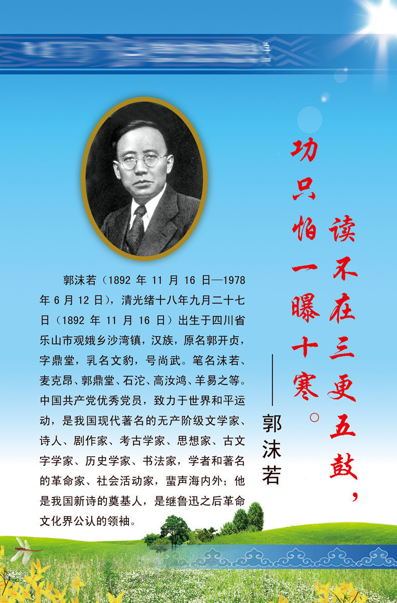 634办公装饰海报展板素材445学校郭沫若名人名言格言简介绍