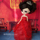 公主裙高档婚纱 现货唐果娃娃服装 模特配件 裹胸式 中国红双层欧式
