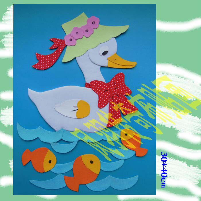 布贴画【鸭丫】儿童益智卡通手工diy材料包教师节礼物30*40cm