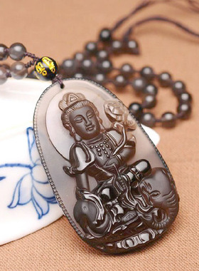 冰种黑曜石属蛇守护神本命佛吊坠