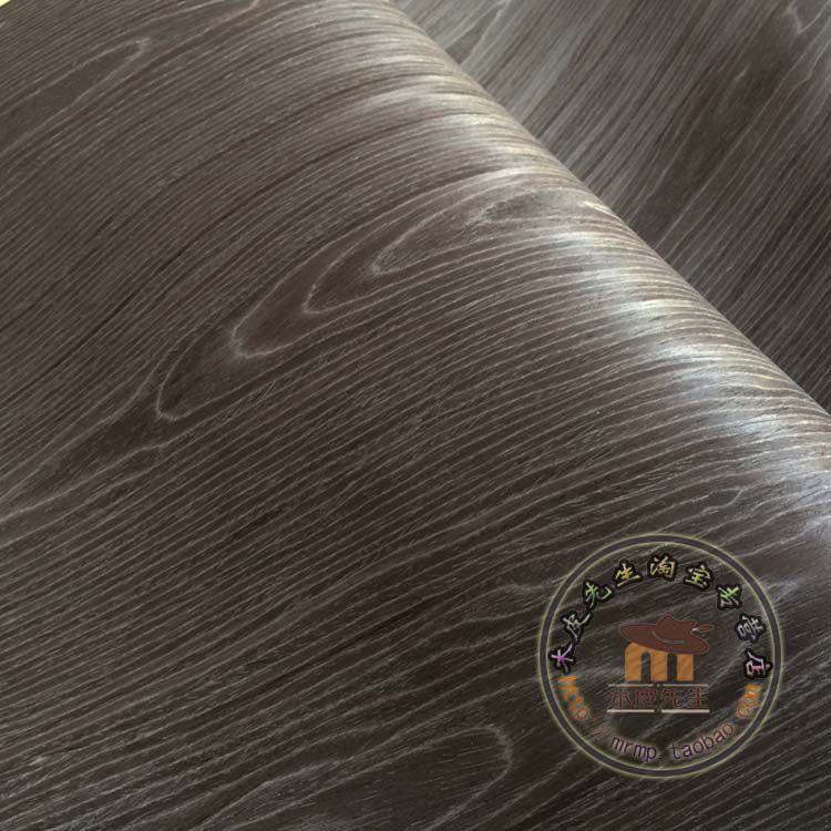 大尺寸黑色纹理  黑杏木皮 黑橡木 木饰面 餐桌家具贴皮 天然贴皮