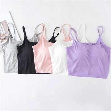 Cotton đai ngực pad yếm nữ cup một dây đeo nhỏ không có vòng thép áo ngực đồ lót yoga đáy