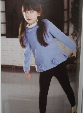 宝儿连衣裙秋冬童装毛呢连衣裙女童甜美蝴蝶结保暖连衣裙21376