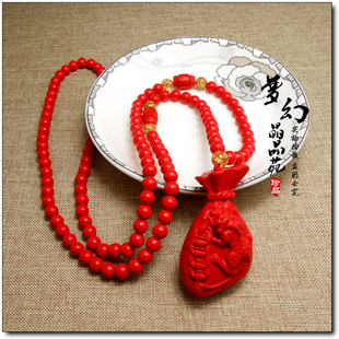 包邮台湾朱砂 辰砂招财貔貅钱袋吊坠 挂坠 挂件 情侣毛衣链