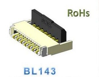 BL143-15R-TAGF 15P白色夹子黑盖 立贴 0.9mm高 0.3mm间距连接器