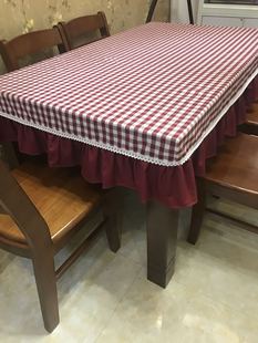 包邮 现代简约酒红色天蓝客厅餐桌布茶几罩防尘布艺长方形圆桌定制