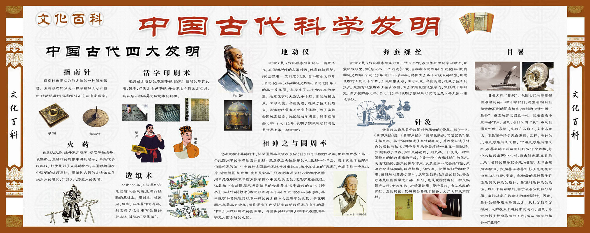 731海报印制展板写真喷绘贴纸74中国古代科学发明宣传栏