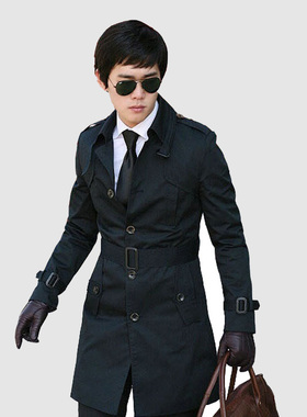 新款韩版春秋冬季男装男士大衣男修身时尚外套帅气风衣LS-098-2