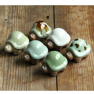 龙泉青瓷陶瓷紫砂哥窑茶宠茶具配件乌龟开片茶玩茶宠弟窑小乌龟